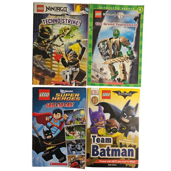 4 LEGO Books Team Batman Super Heroes Techno Strike Grand - Picture 1 of 3